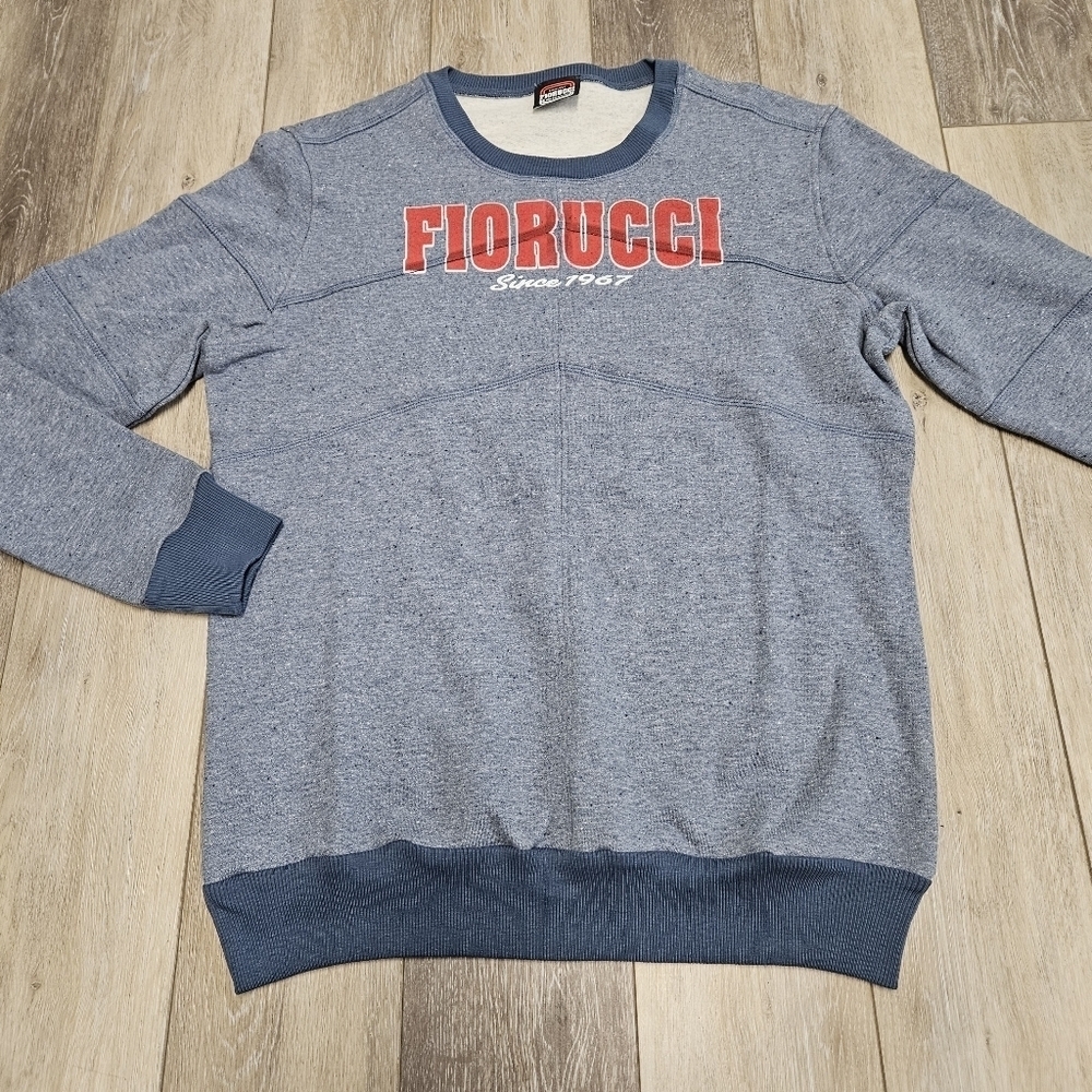 Fiorucci Graphic Logo Crewneck Sweatshirt Italy Blue Men's XL Athliesure Casual
